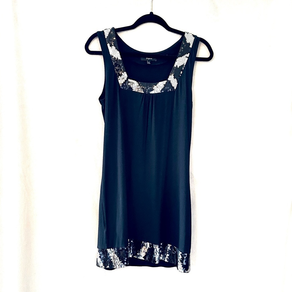 Express Black Dress w/Sequins Trim